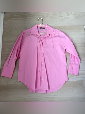 Zara Pink Long-Sleeve Button Down Shirt